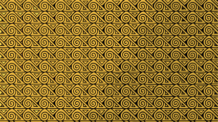 Poster - Intricate celtic spiral and triangle pattern in black and gold