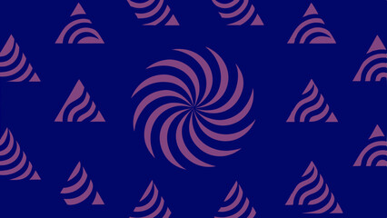 Poster - Geometric pattern with swirling vortex and repeating triangles on a dark blue background