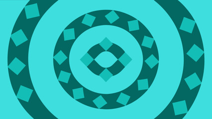 Poster - Abstract geometric pattern with concentric circles and diamond shapes in teal and dark teal