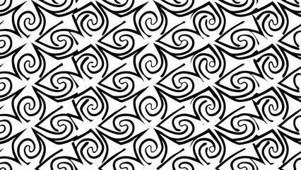 Aufkleber - Abstract black and white swirl pattern with geometric shapes repeating seamlessly