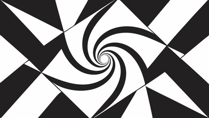 Poster - Hypnotic black and white swirl optical illusion with geometric shapes