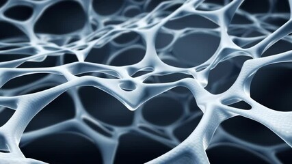 Poster - Detailed Close-up of Abstract Porous Network Structure with Pale Blue Tones, Connected Cells and Organic Pattern for Scientific or Technological