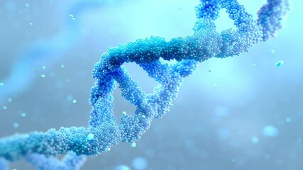 Poster - Abstract 3D Render of Double Helix Structure in Shades of Blue on a Soft Background, Ideal for Scientific Visualization or Medical Concepts