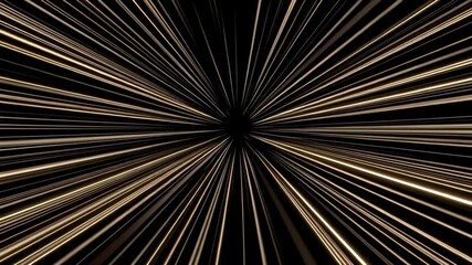 Poster - Abstract light streaks radiating from center on dark background, futuristic, modern, dynamic, golden glow, space, tunnel, speed effect, burst design,