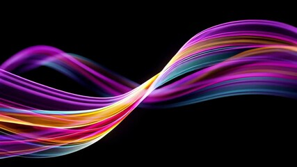 Poster - Abstract Colorful Light Streaks Flowing on Black Background, Dynamic Energy, Artistic Design, Modern Graphics, Motion, Smooth Curves, Vibrant Colors