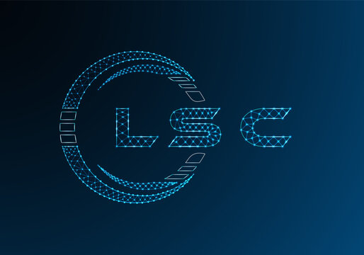 LSC low poly letter logo vector design. LSC lower poly logo design. Low poly logo.