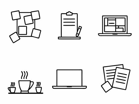 Collection of business and work related icons isolated on white background