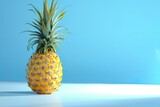 Pineapple on the Table, Pineapple on a White Background, Pineapple on a Blue Background