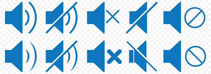 Aufkleber - Speaker icon logo design. Sound icon, volume symbol, speaker sign. Audio, Sound System, Music Vector Graphics in Blue Color on Transparent Background. EPS 10.