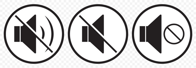 Aufkleber - sound on off icons vector in line style . sound volume and mute icon. Volume allow and volume prohibit icon set. Sound and Mute. Volume icon set on Transparent Background. EPS 10.