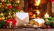© bizdesigner.1 - クリスマスケーキと手紙、暖炉の前の温かい家庭感
