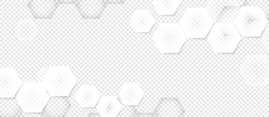 Aufkleber - Abstract white transparent geometric hexagon pattern background. Healthcare and technology concept. Vector
