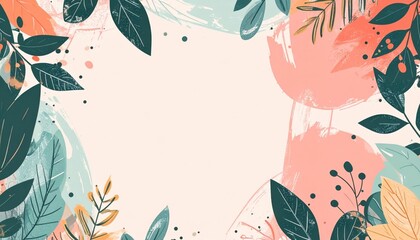 Poster - Floral design background studio digital art creative space aesthetic colorful leaves and shapes