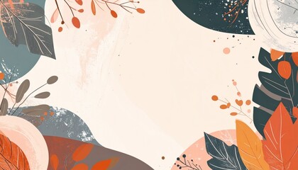 Poster - Autumn leaf patterns digital artwork nature vibrant colors abstract design modern aesthetic