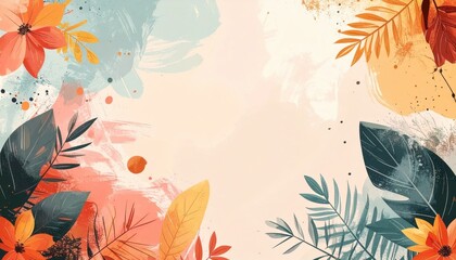 Poster - Colorful floral illustration nature digital art vibrant background abstract design aesthetic appeal for creative projects