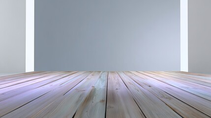 Poster - Wood Floor with Gray Wall and Natural Lighting in Modern Interior