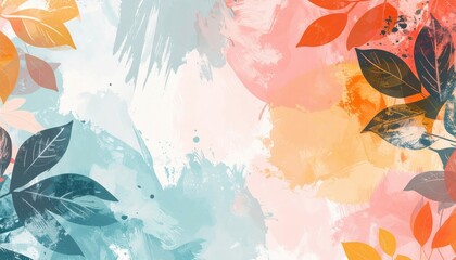 Poster - Vibrant leaf motif artwork abstract nature digital illustration colorful background artistic view creative concept