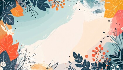 Poster - Autumn leaves border design digital art nature graphic colorful creative concept