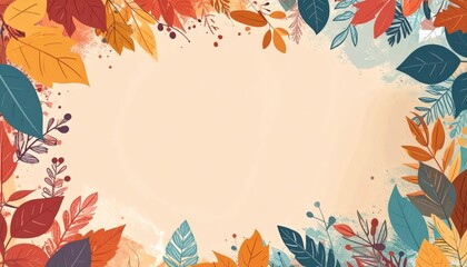 Poster - Autumn leaf decoration nature graphic design colorful frame creative seasonal aesthetics