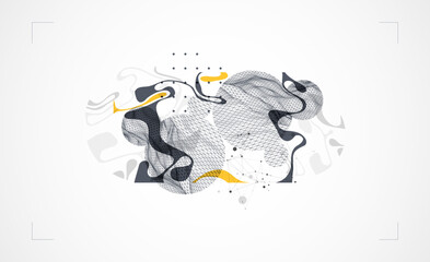 Poster - Abstract art wireframe background. Modern science or technology art elements. Surface illustration. Vector.