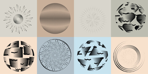 Fototapete - Lines and dots in Circle Form .Rotate rounded shape Vector Illustration .Rotating dots form a circle .Rotating design element . Various lines forming round shape . Abstract Geometric line art .
