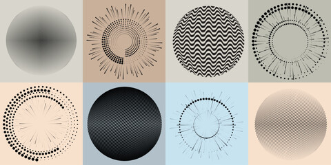 Fototapete - Lines and dots in Circle Form .Rotate rounded shape Vector Illustration .Rotating dots form a circle .Rotating design element . Various lines forming round shape . Abstract Geometric line art .
