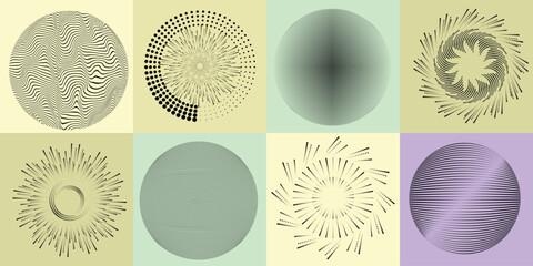 Fototapete - Lines and dots in Circle Form .Rotate rounded shape Vector Illustration .Rotating dots form a circle .Rotating design element . Various lines forming round shape . Abstract Geometric line art .
