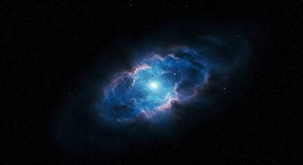 Cosmic nebula, vibrant blue and light