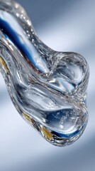 Poster - Close-up of Clear Water Splash Falling and Creating Dynamic Flow with Light Reflection in High Detail and Focus