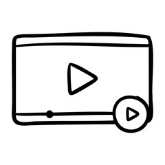 Poster - Hand-drawn tv with antenna doodle in black and white. Vector hand-drawn doodle illustration