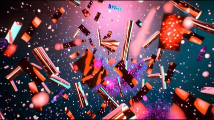 Poster - Colorful abstract explosion, vibrant shards in motion creating a dynamic scene, perfect for modern design projects.