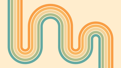 Wall Mural - abstract background of rainbow groovy wavy line design in 1970s hippie retro style. vector pattern r