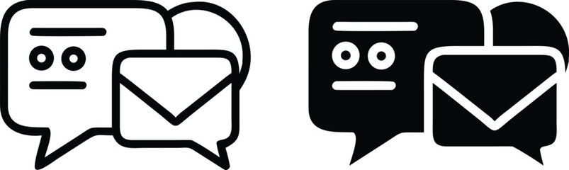 Poster - Message Chat Email Icons – Black and White Communication Bubble Vector Set