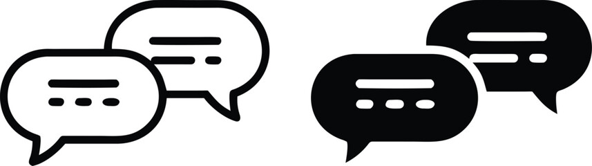 Poster - Speech Bubble Chat Icons – Black and White Message Communication Vector Set