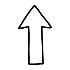Poster - Simple black and white arrow pointing up. Vector hand-drawn doodle illustration