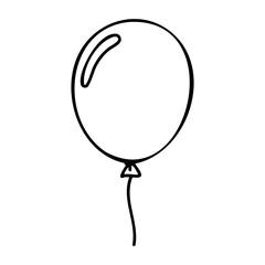 Poster - Simple outline drawing of a floating balloon. Vector hand-drawn doodle illustration