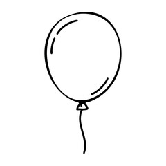 Poster - Simple outline drawing of a single balloon with string. Vector hand-drawn doodle illustration