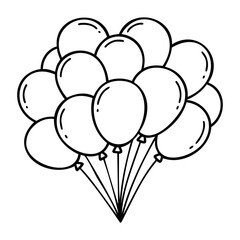 Poster - Cluster of cartoon balloons in black and white. Vector hand-drawn doodle illustration