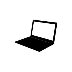 Poster - Sleek Laptop Silhouette White Background Technology Device Vector Graphic Design