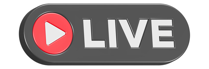 Poster - live button 3d rendering black color