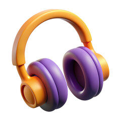 Aufkleber - 3d orange and purple headphones isolated on transparent background