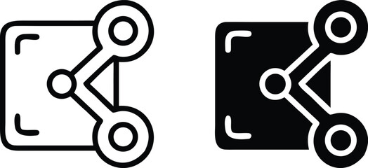 Poster - Share Square Icons – Black and White Network Connection Node Vector Symbol Set