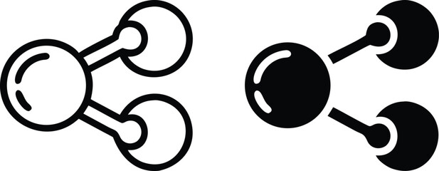 Poster - Share Network Icons – Black and White Connection Node Vector Symbol Set