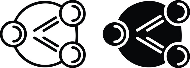 Poster - Network Nodes Share Icons – Black and White Connection Symbol Vector Set