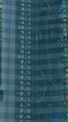 Poster - Animation of stock market over caucasian woman in server room
