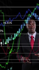 Poster - Businessman explaining economic curves