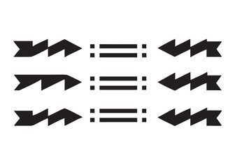 Poster - Geometric arrow patterns and horizontal lines isolated on white background