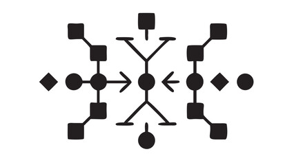 Poster - Abstract geometric network diagram with arrows and nodes isolated on white background