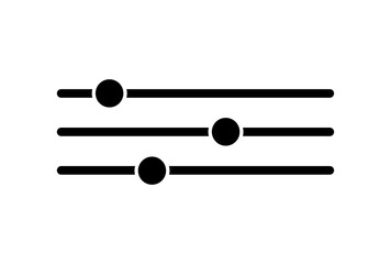 Black filter control icon settings symbol isolated on white