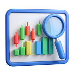 Poster - Colorful chart with magnifying glass, symbolizing data analysis